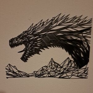 Black Geometric Dragon Wall Art